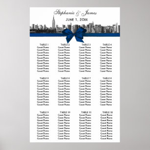 Affiche Carte de siège BW Bleu Bw à large bande NYC