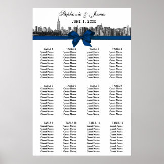 Affiche Carte de siège BW Bleu Bw à large bande NYC