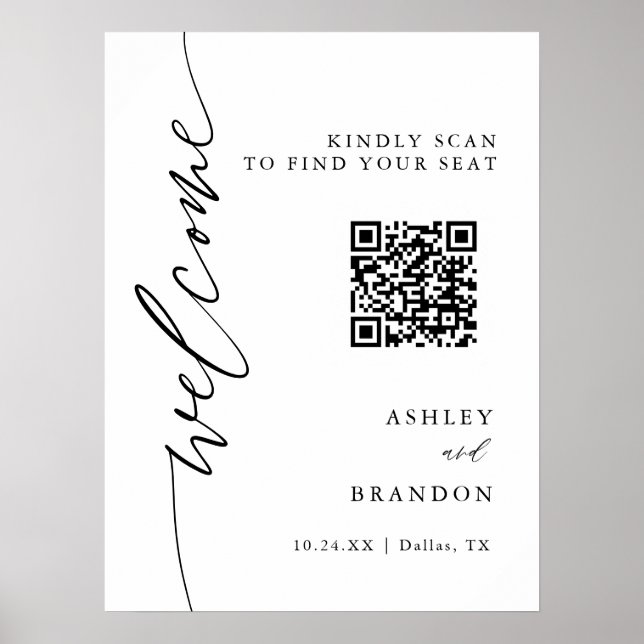 Affiche Carte de siège de code QR du Mariage de calligraph (Devant)