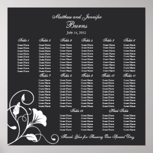 Affiche Carte de siège de la réception de mariage de Carré