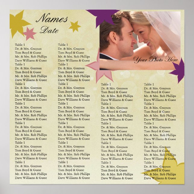 Affiche Carte de siège de réception avec votre photo (Devant)