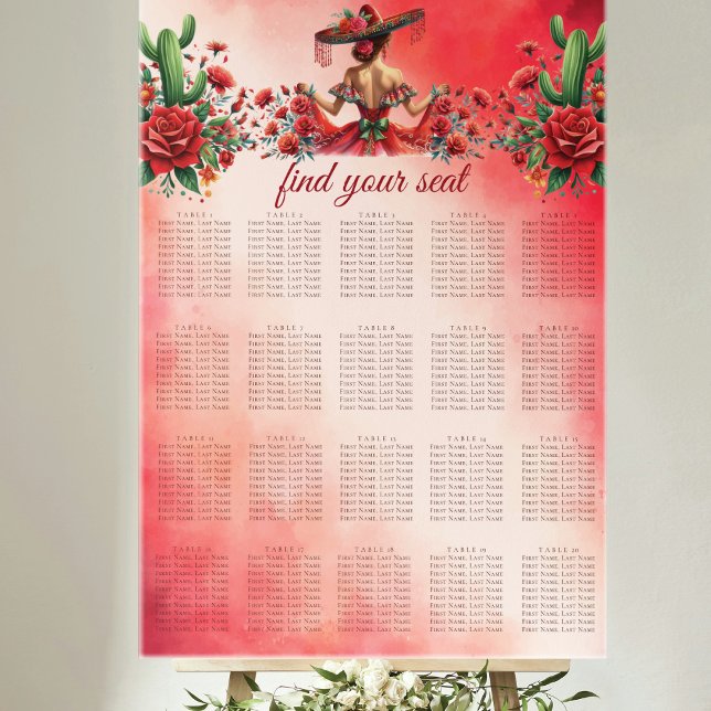 Affiche Carte de siège de style mexicain Quinceañera (Créateur téléchargé)