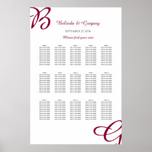 Affiche Carte de siège du Mariage de automne d'automne de