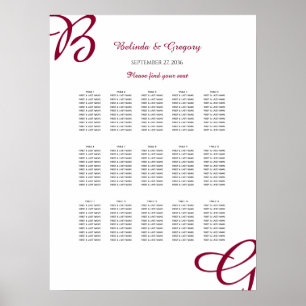 Affiche Carte de siège du Mariage de automne d'automne de