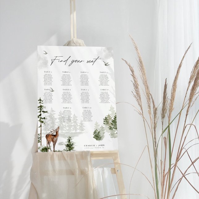 Affiche Carte de siège du Mariage de la forêt à feuillage  (Créateur téléchargé)