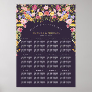 Affiche Carte de siège du Mariage Fleur sauvage de ressort