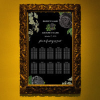 Carte de siège du Mariage Rose noir gothique Hallo