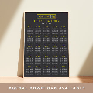 Affiche Carte de siège du Mariage XL du quai de départ de 