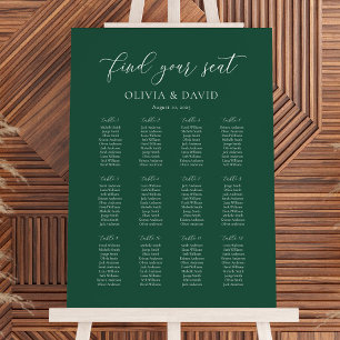 Affiche Carte de siège Emerald Green 12 table