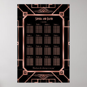 Affiche Carte de siège en cuivre noir Great Gatsby de luxe