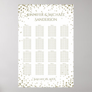 Affiche Carte de siège Gold Confetti
