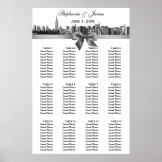 Affiche Carte de siège large Skyline BW Gris BW Etched
