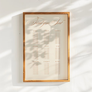 Affiche Carte de siège Mariage de calligraphie en terre cu