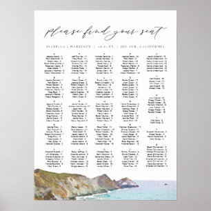 Affiche Carte de siège Mariage de la ligne Skyline BIG SUR