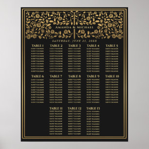 Affiche Carte de siège Mariage de l'épée médiévale noire