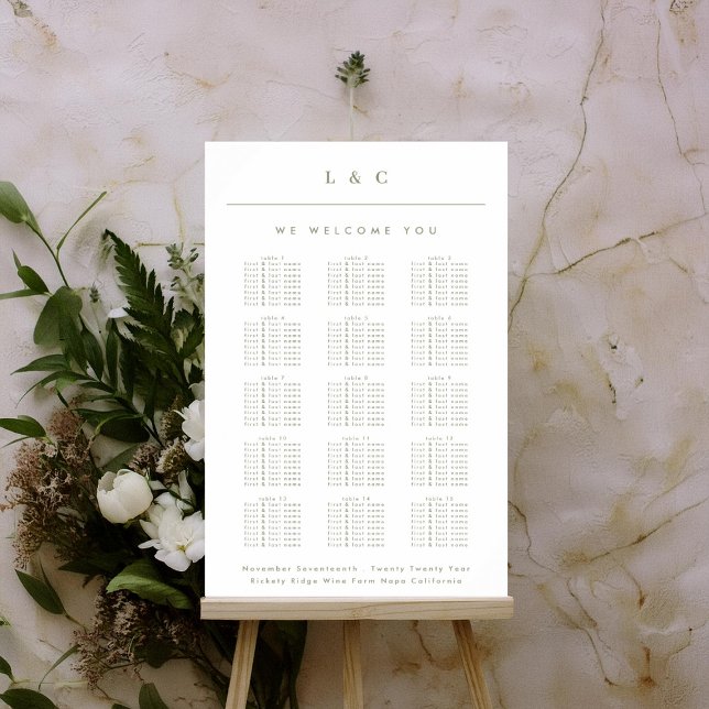 Affiche Carte de siège Mariage de monogramme classique de  (Créateur téléchargé)