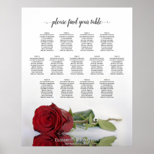 Affiche Carte de siège Mariage de table 13 Reflet rouge Ro