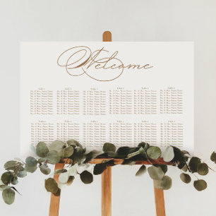 Affiche Carte de siège Mariage de typographie de luxe