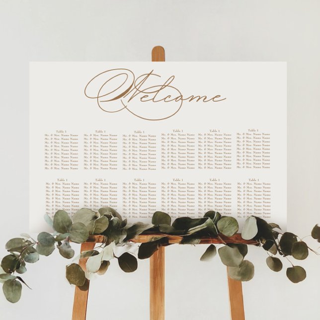 Affiche Carte de siège Mariage de typographie de luxe (Créateur téléchargé)