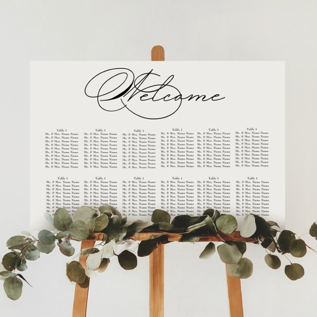 Affiche Carte de siège Mariage de typographie de luxe (Créateur téléchargé)