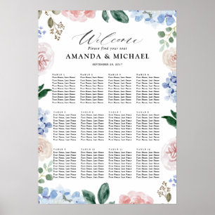 Affiche Carte de siège Mariage Dusty Blue