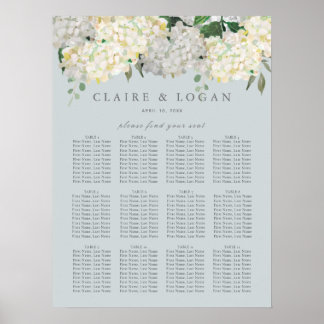 Affiche Carte de siège Mariage Dusty Blue Hydrangea