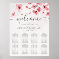 Carte de siège Mariage en fleurs de cerisier d'aqu