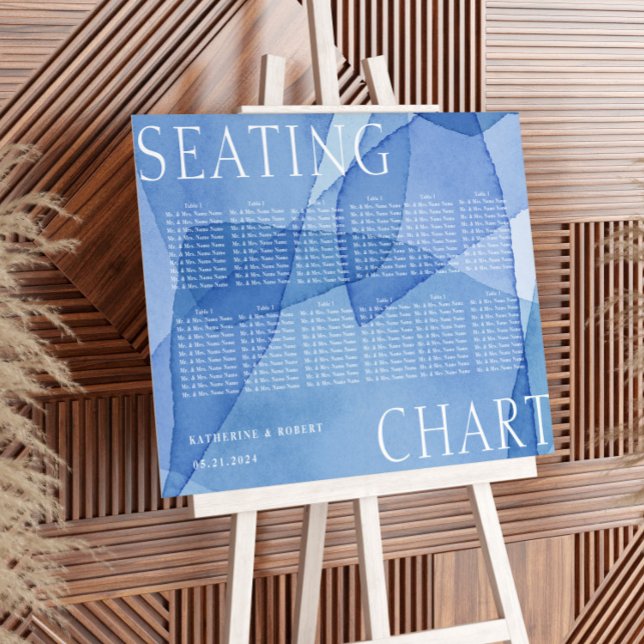 Affiche Carte de siège Mariage en forme d'aquarelle modern (Créateur téléchargé)