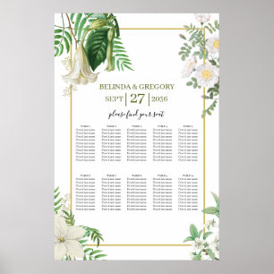 Affiche Carte de siège Mariage en or vert blanc
