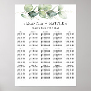 Affiche Carte de siège Mariage Eucalyptus