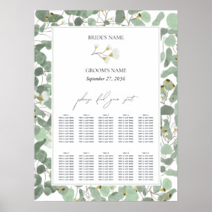 Affiche Carte de siège Mariage Eucalyptus aquarelle