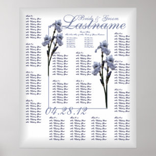 Affiche Carte de siège Mariage Iris bleu