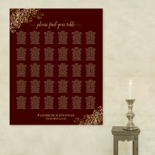 Affiche Carte de siège Mariage Lacy Gold 30 Table Auburn