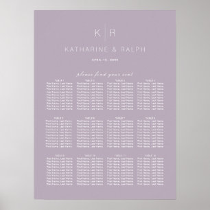 Affiche Carte de siège Mariage Lilac simple et moderne