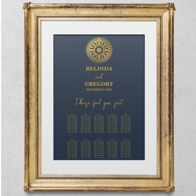 Affiche Carte de siège Mariage mariage de la boussole Pass (Wedding Passport Compass Wedding Seating Chart)