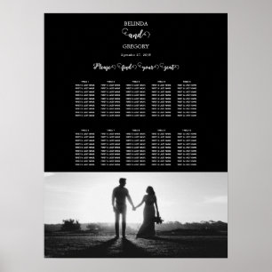 Affiche Carte de siège Mariage photo en noir et blanc