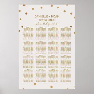Affiche Carte de siège Mariage Pois d'or