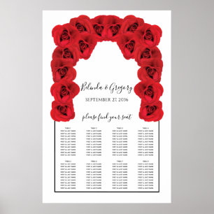 Affiche Carte de siège Mariage Red Roses