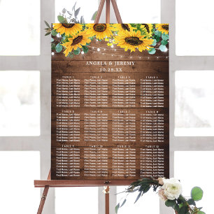 Affiche Carte de siège Mariage Rustique des feux de tourne