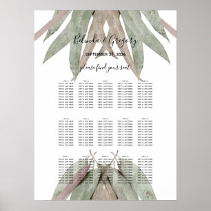Affiche Carte de siège Mariage Rustique Feuille Eucalyptus