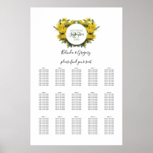 Affiche Carte de siège Mariage Rustique Wattle Acacia