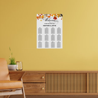 Affiche Carte de siège Mariage simple Eucalyptus Greenery