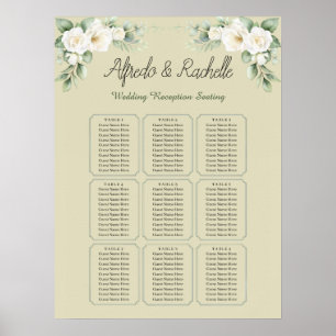 Affiche Carte de siège Mariage simple Eucalyptus Greenery