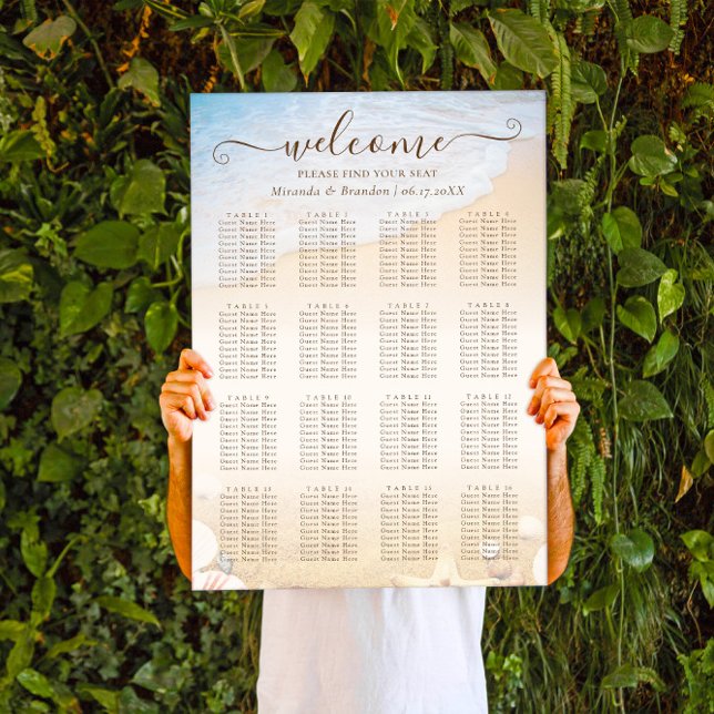 Affiche Carte de siège Mariage Tropical Beach Starfish (Créateur téléchargé)