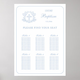 Affiche Carte de siège simple Floral Blue Cross