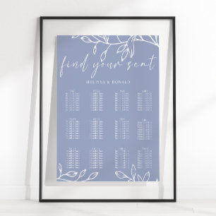 Affiche Carte de siège simple pour Mariage Periwinkle Flo