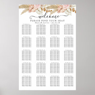 Affiche Carte de sièges floraux chic bohème