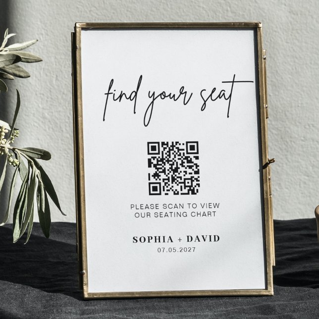 Affiche Carte de sièges mariage de code QR | trouver votre (Créateur téléchargé)