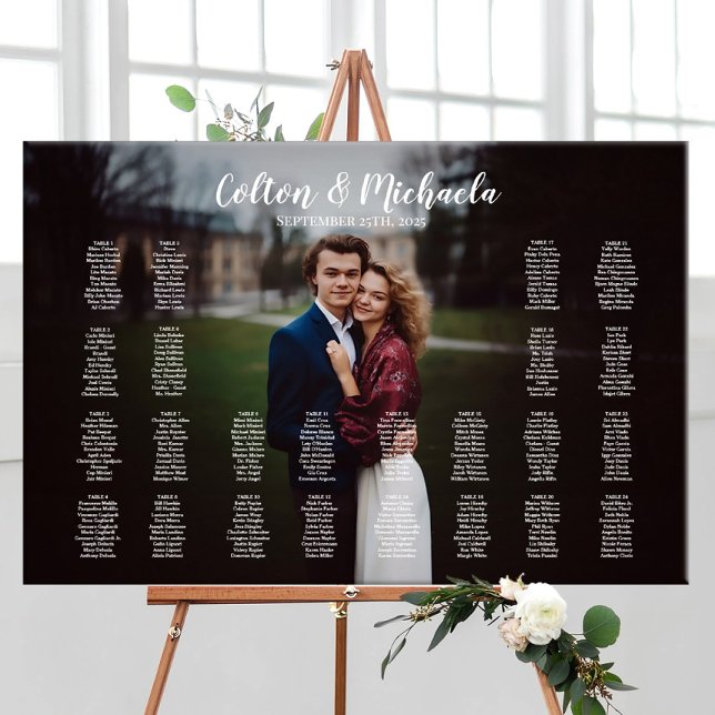 Affiche Carte de sièges mariage photo élégant plan de sièg (Créateur téléchargé)