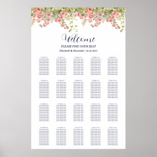 Affiche Carte de sièges minimaliste simple jolie rose